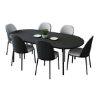 Ensemble de salle à manger 7 pièces en acier noir avec 6 chaises et table Collection Tule