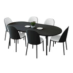 Ensemble de salle à manger 7 pièces en acier noir avec 6 chaises et table Collection Tule