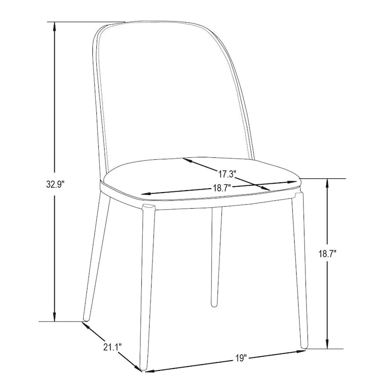 Ensemble de salle à manger 7 pièces en acier noir avec 6 chaises et table Collection Tule