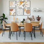 Ensemble de salle à manger 7 pièces en acier noir avec 6 chaises et table Collection Tule