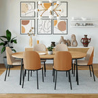 Ensemble de salle à manger 7 pièces en acier noir avec 6 chaises et table Collection Tule