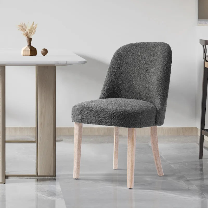 Chaise d'appoint rembourrée en polyester bouclé - Résistante à l'eau et aux taches