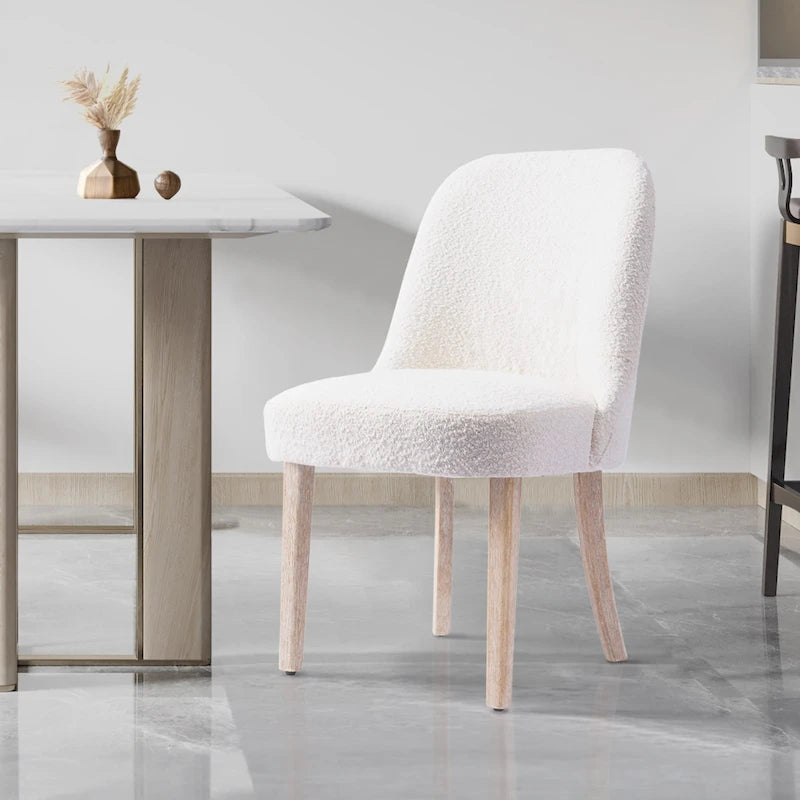 Chaise d'appoint rembourrée en polyester bouclé - Résistante à l'eau et aux taches