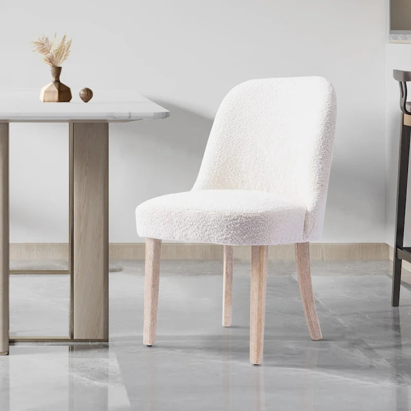 Chaise d'appoint rembourrée en polyester bouclé - Résistante à l'eau et aux taches