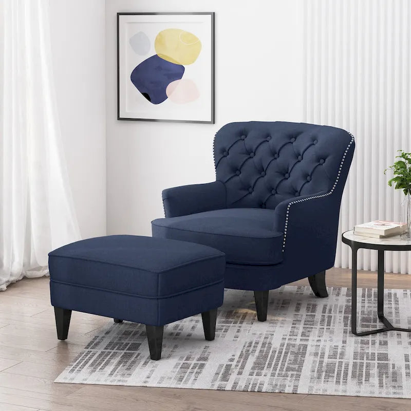 Fauteuil et repose-pieds de club Correia