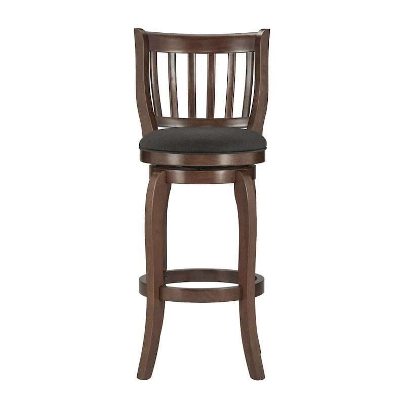Tabouret de bar pivotant Ali Modern en lin à dossier haut de 74 cm