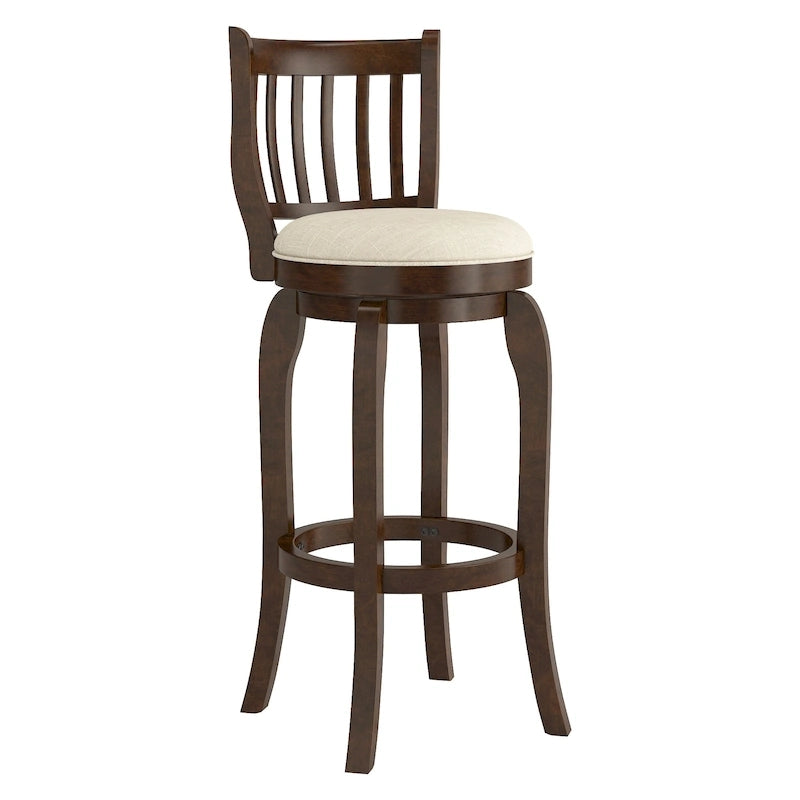Tabouret de bar pivotant Ali Modern en lin à dossier haut de 74 cm