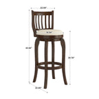 Tabouret de bar pivotant Ali Modern en lin à dossier haut de 74 cm