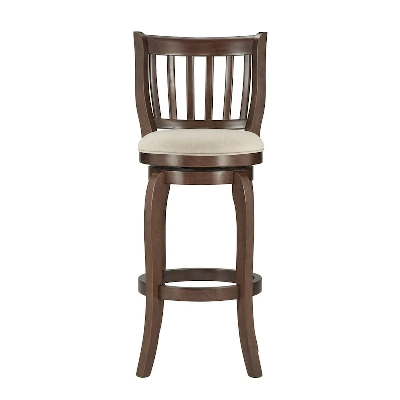 Tabouret de bar pivotant Ali Modern en lin à dossier haut de 74 cm