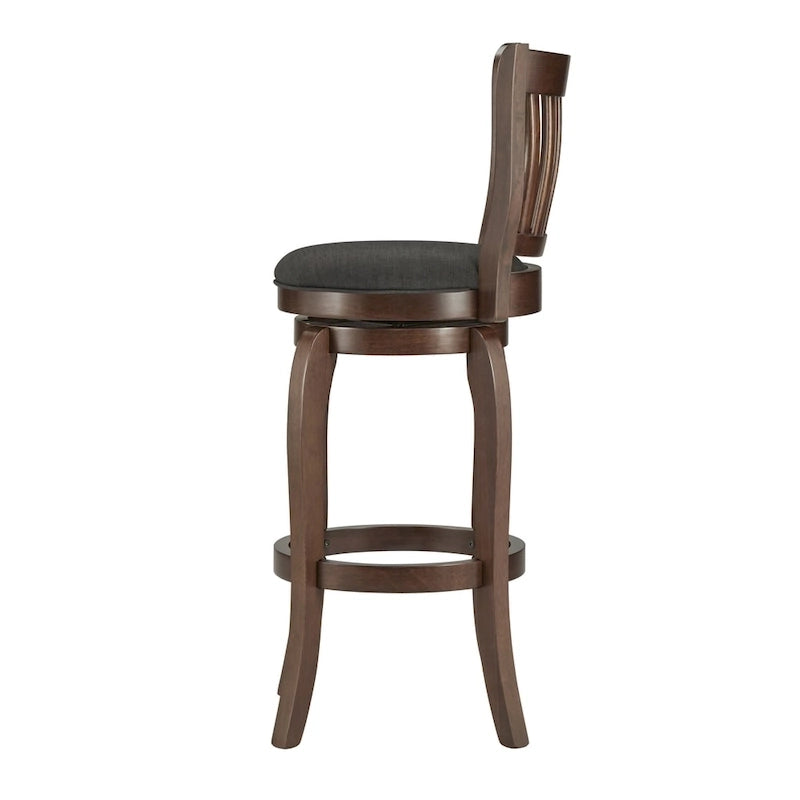 Tabouret de bar pivotant Ali Modern en lin à dossier haut de 74 cm