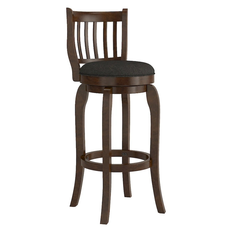Tabouret de bar pivotant Ali Modern en lin à dossier haut de 74 cm