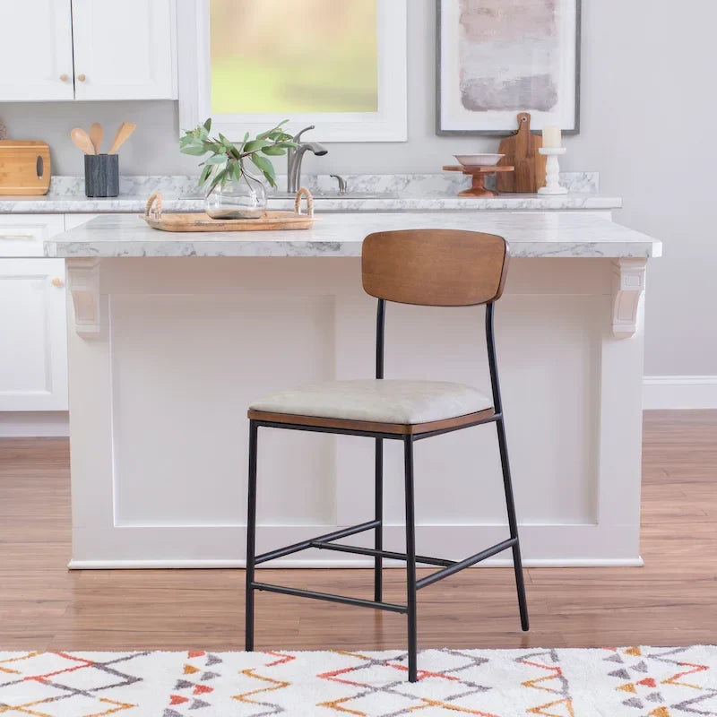 Tabouret de comptoir Lowrey en similicuir et métal de 25 po