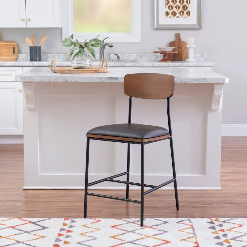 Tabouret de comptoir Lowrey en similicuir et métal de 25 po