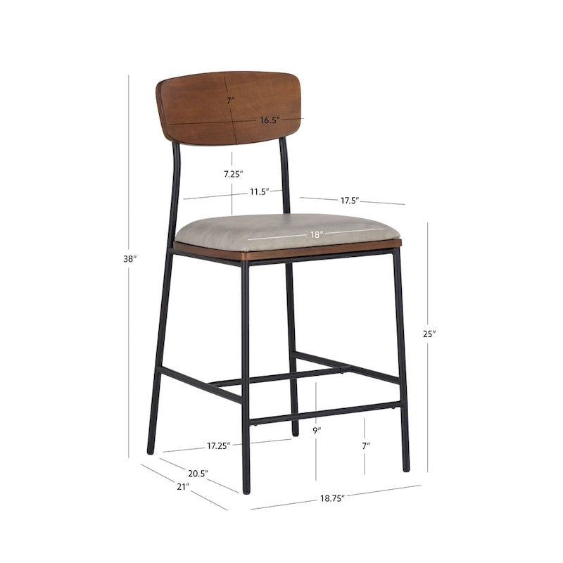 Tabouret de comptoir Lowrey en similicuir et métal de 25 po