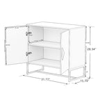Buffet 2 portes en bois massif, poignées carrées