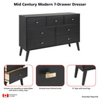 Commode à 7 tiroirs Milo Mid-Century Modern