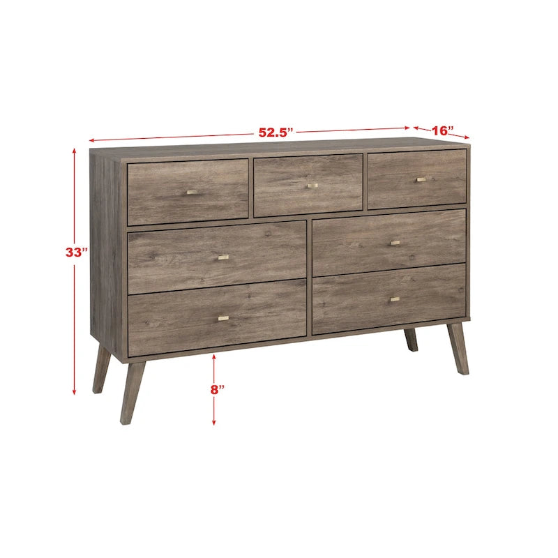 Commode à 7 tiroirs Milo Mid-Century Modern