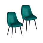 Chaises de salle à manger Fern, revêtement en velours, pieds en acier