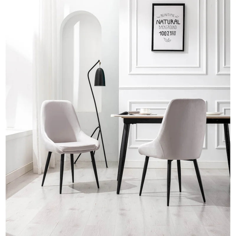  Fern Dining Chairs Set of 2, Velvet Upholstery, Steel Legs