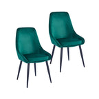 Chaises de salle à manger Fern, revêtement en velours, pieds en acier