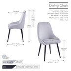 Chaises de salle à manger Fern, revêtement en velours, pieds en acier