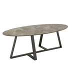 Tables Jurmala en pierre frittée brillante avec piètement en métal gris