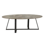 Tables Jurmala en pierre frittée brillante avec piètement en métal gris