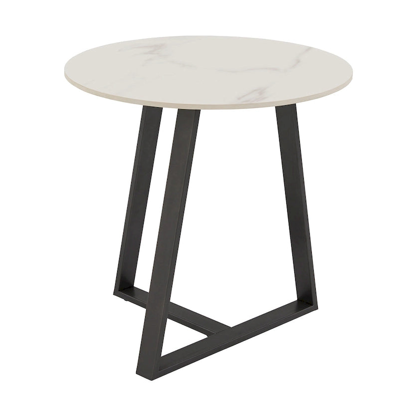 Tables Jurmala en pierre frittée brillante avec piètement en métal gris
