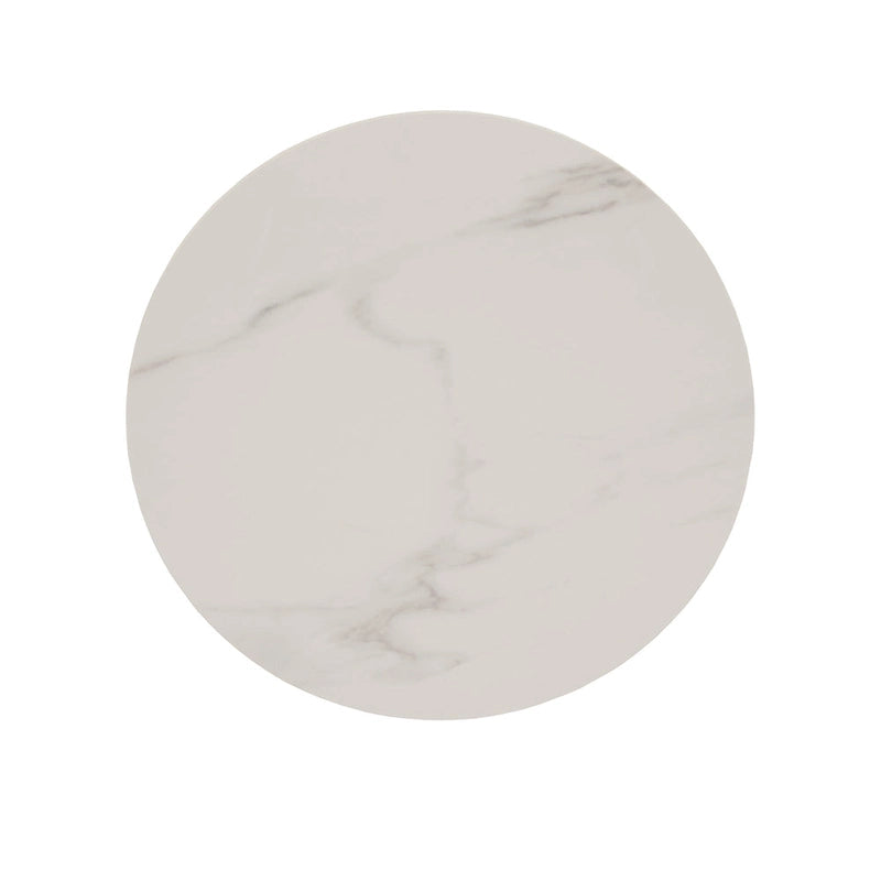 Tables Jurmala en pierre frittée brillante avec piètement en métal gris