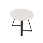 Tables Jurmala en pierre frittée brillante avec piètement en métal gris