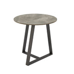Tables Jurmala en pierre frittée brillante avec piètement en métal gris