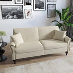 Canapé 73 po avec bras roulés et clous décoratifs, causeuse rembourrée