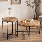 Table basse ronde au design moderne avec piètement en métal croisé
