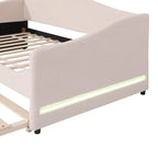 Lit de repos rembourré en molleton Teddy pour lits jumeaux avec lumière, gigogne