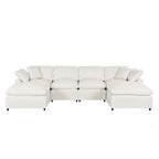 Grand canapé d'angle moderne en U, 2 grandes méridiennes avec poufs amovibles pour salon