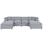 Grand canapé d'angle moderne en U, 2 grandes méridiennes avec poufs amovibles pour salon