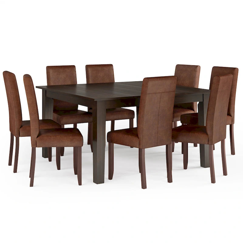 Salle à manger de transition normande 9 pièces avec 8 chaises Parsons rembourrées et table de 54 po de large