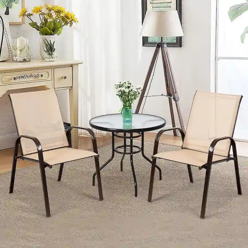Chaises de patio, jardin, terrasse, cour avec accoudoir - Voir les détails