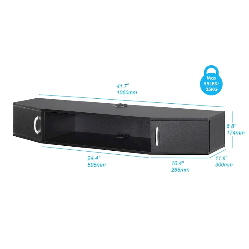 FITUEYES Console TV murale Meuble TV suspendu Étagère de rangement – 43,3