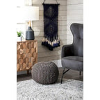 Pouf ottoman tricoté en jute massif classique York