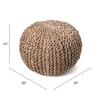 Pouf ottoman tricoté en jute massif classique York