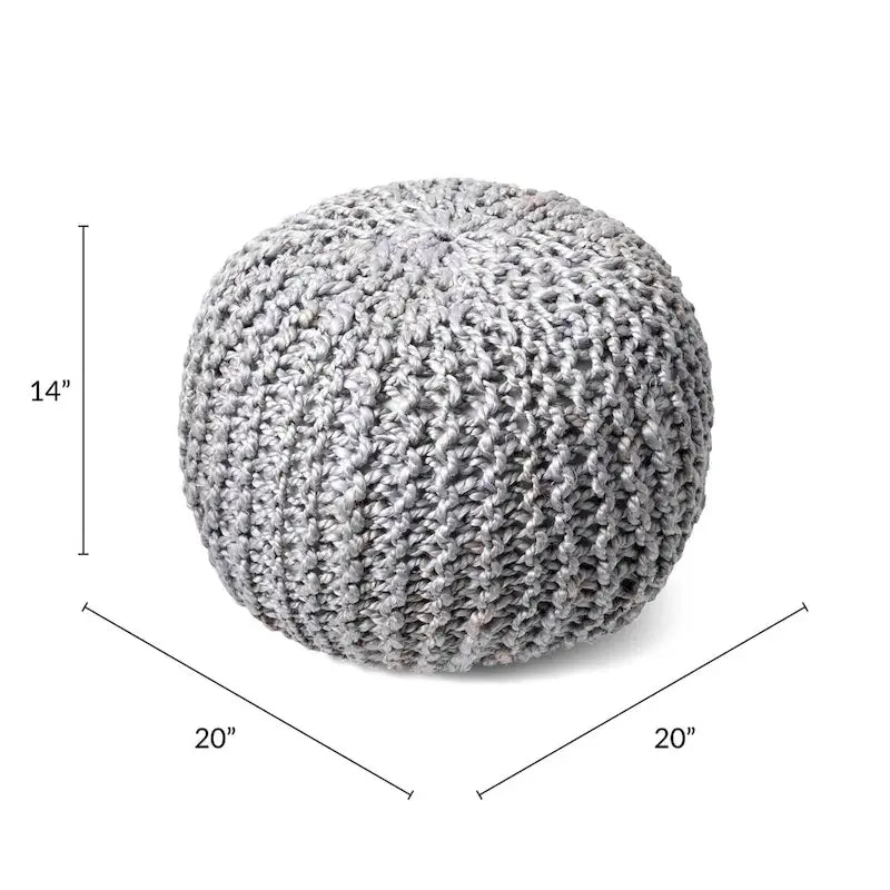 Pouf ottoman tricoté en jute massif classique York