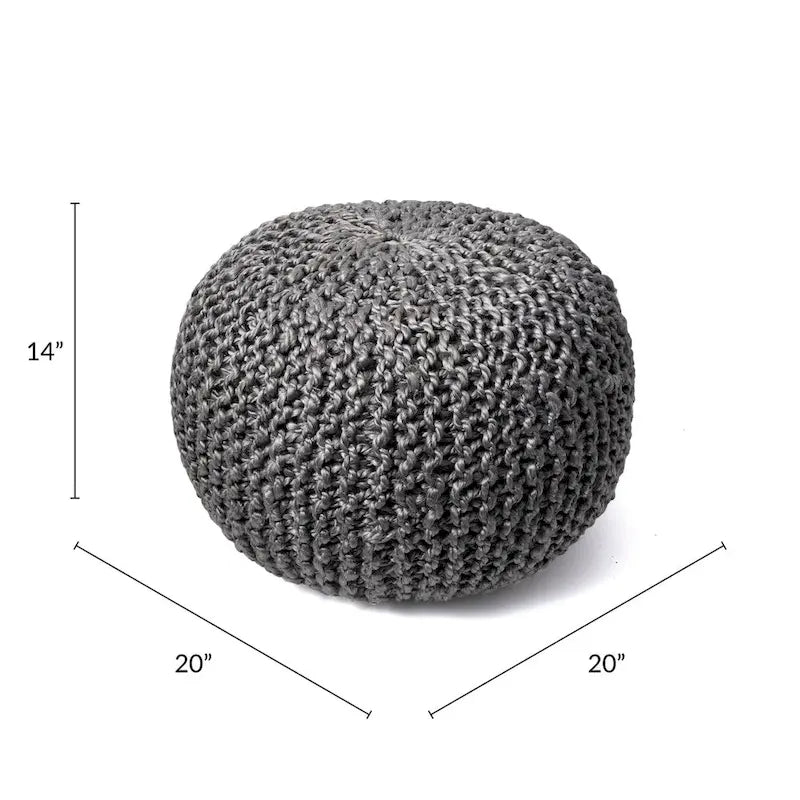 Pouf ottoman tricoté en jute massif classique York