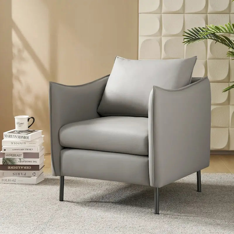 Fauteuil Christopher Modern en tissu anti-rayures avec pieds en métal noir par