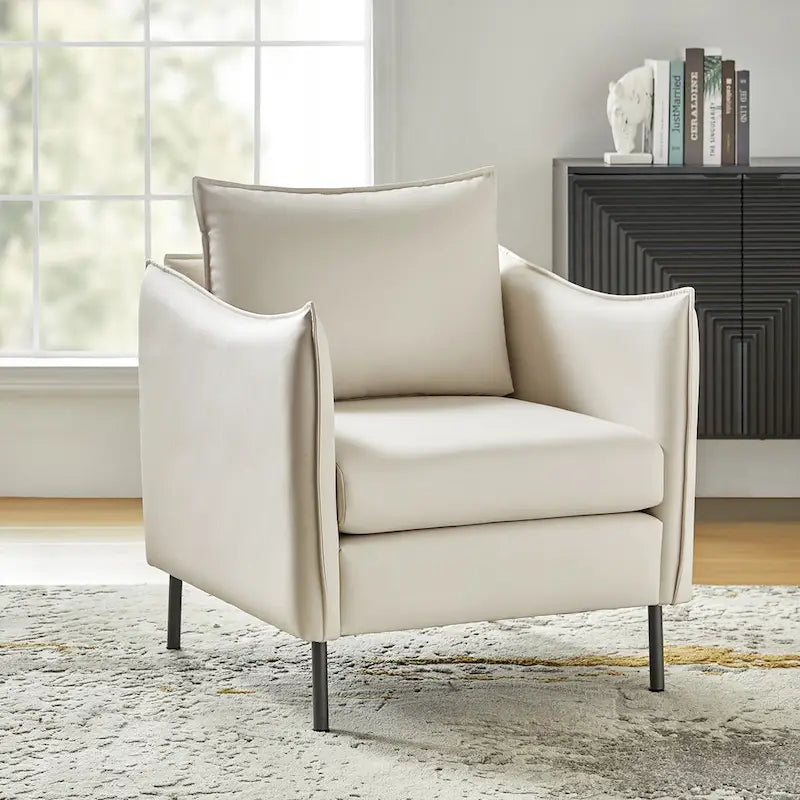 Fauteuil Christopher Modern en tissu anti-rayures avec pieds en métal noir par
