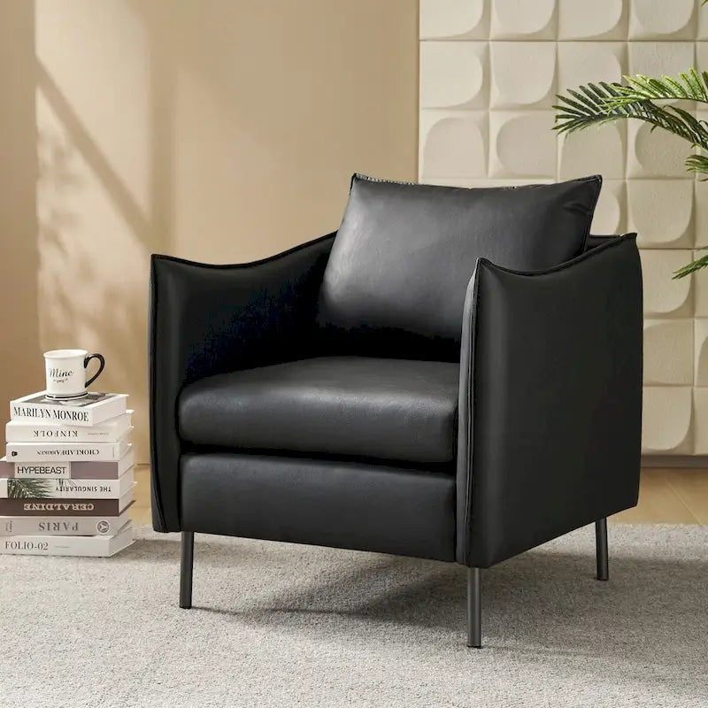 Fauteuil Christopher Modern en tissu anti-rayures avec pieds en métal noir par