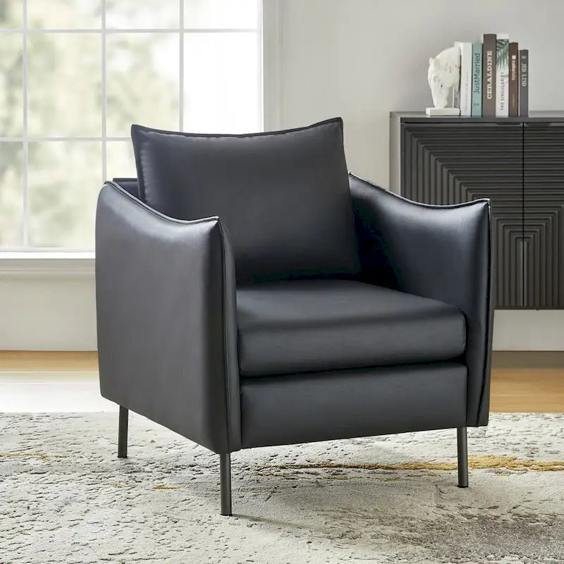 Fauteuil Christopher Modern en tissu anti-rayures avec pieds en métal noir par