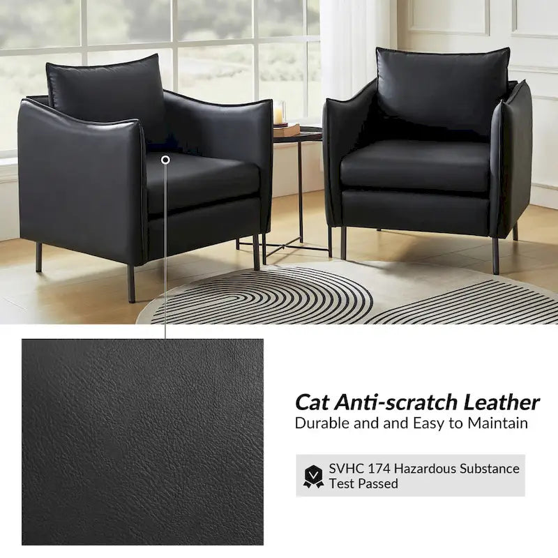 Fauteuil Christopher Modern en tissu anti-rayures avec pieds en métal noir par