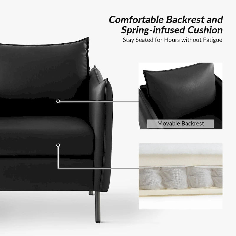 Fauteuil Christopher Modern en tissu anti-rayures avec pieds en métal noir par
