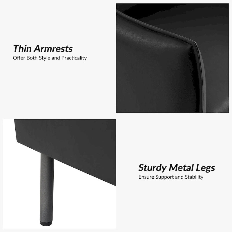 Fauteuil Christopher Modern en tissu anti-rayures avec pieds en métal noir par